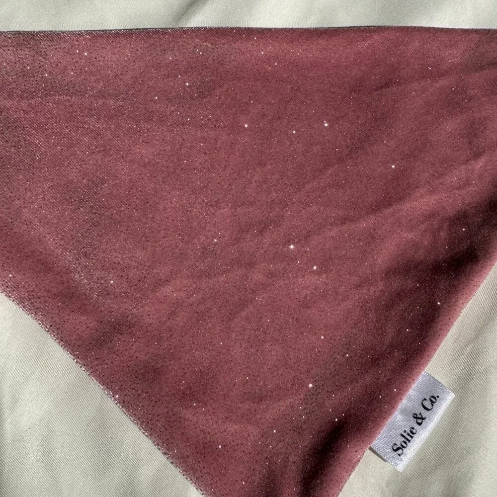 EUC, Solie & Co. Sparkly Berry Pink Faux Velvet Dog Bandana, Size Small